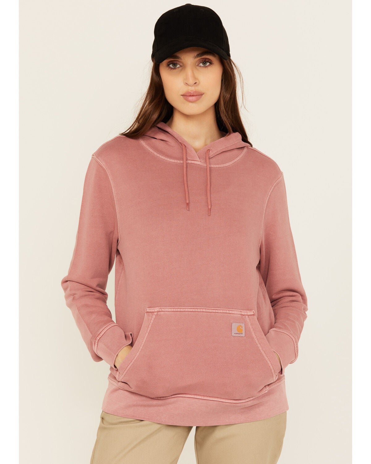 Carhartt Women's Relaxed Fit Midweight French Terry Hoodie, Maroon, hi-res