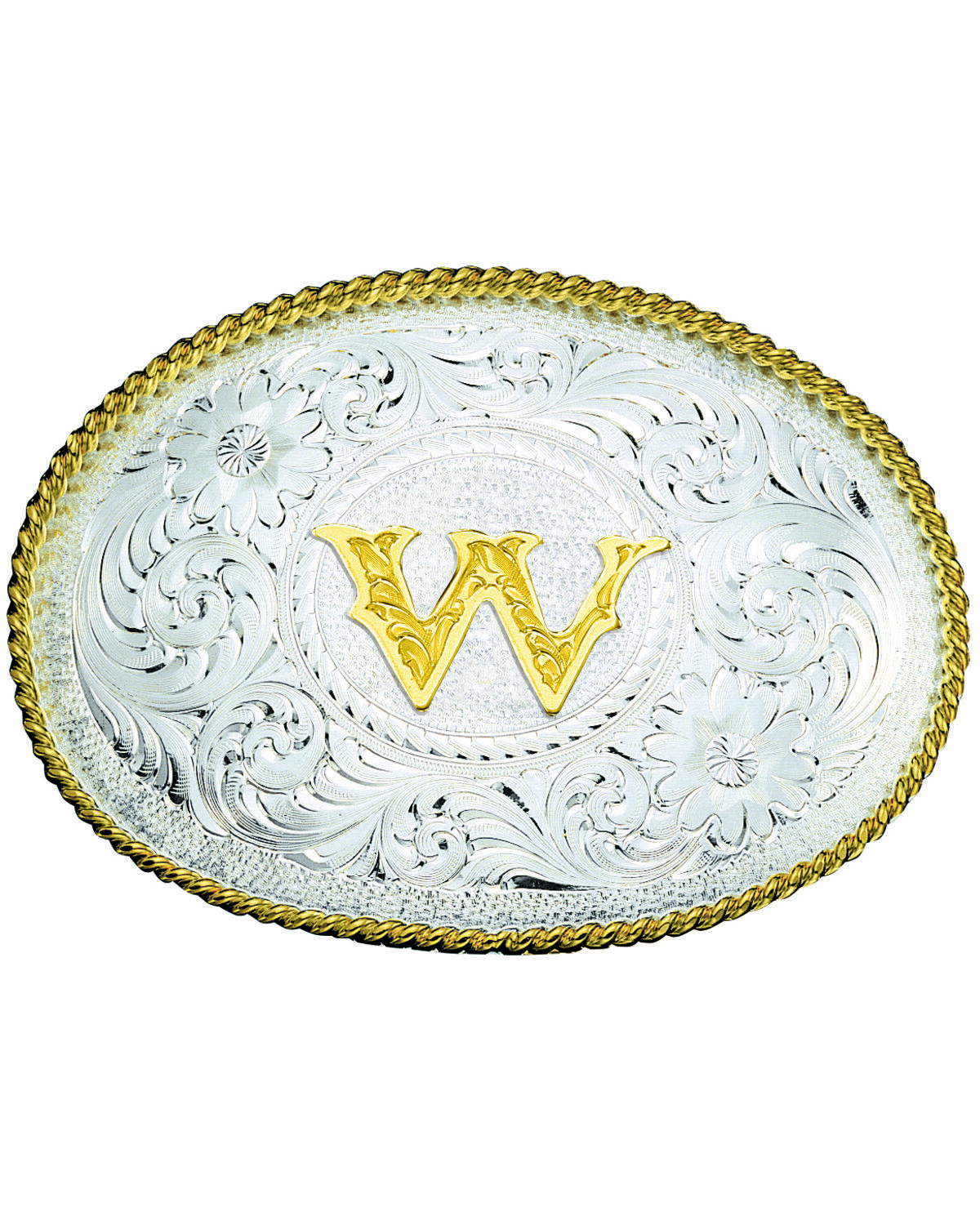 Image #1 - Montana Silversmiths Engraved Initial W Western Belt Buckle, Multi, hi-res