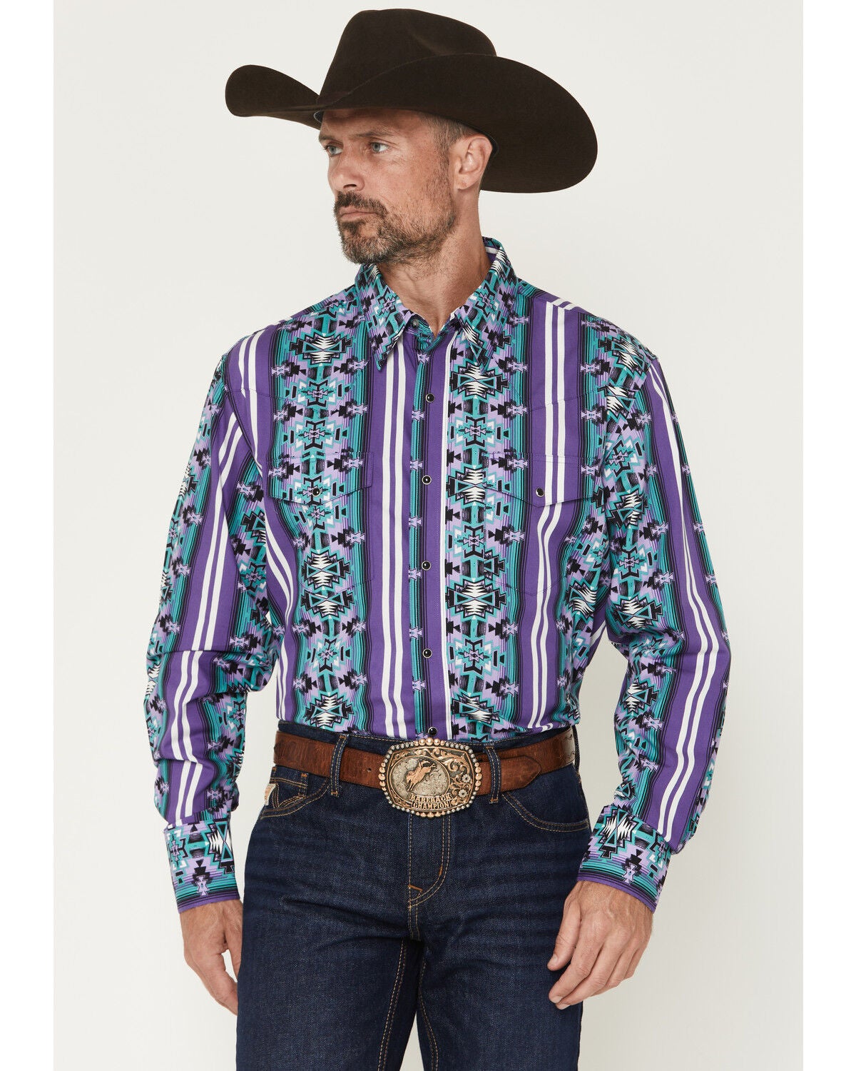 Product Name: Wrangler Men's Checotah Southwestern Print Long Sleeve Snap Western Shirt