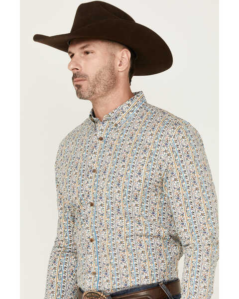 Image #2 - Cody James Men's Wells Floral Striped Print Long Sleeve Button-Down Stretch Western Shirt , Gold, hi-res