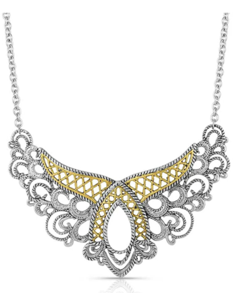 Montana Silversmiths Women's Chantilly Western Lace Necklace, Silver, hi-res