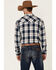 Cody James Men's Haymaker Large Plaid Long Sleeve Snap Western Flannel Shirt , Navy, hi-res