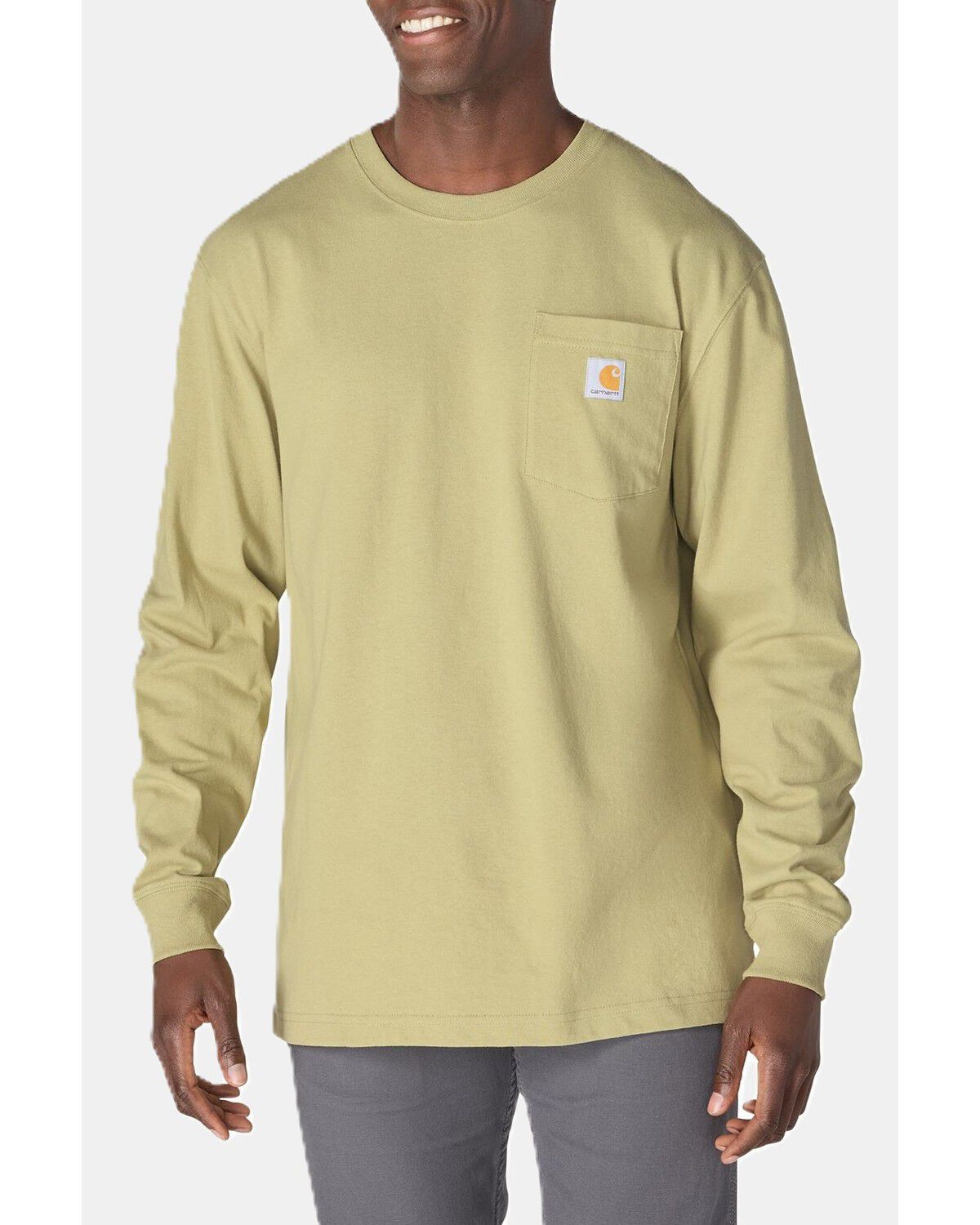 Carhartt Men's Deerborn Logo Loose Fit Long Sleeve Graphic T-Shirt, Olive, hi-res
