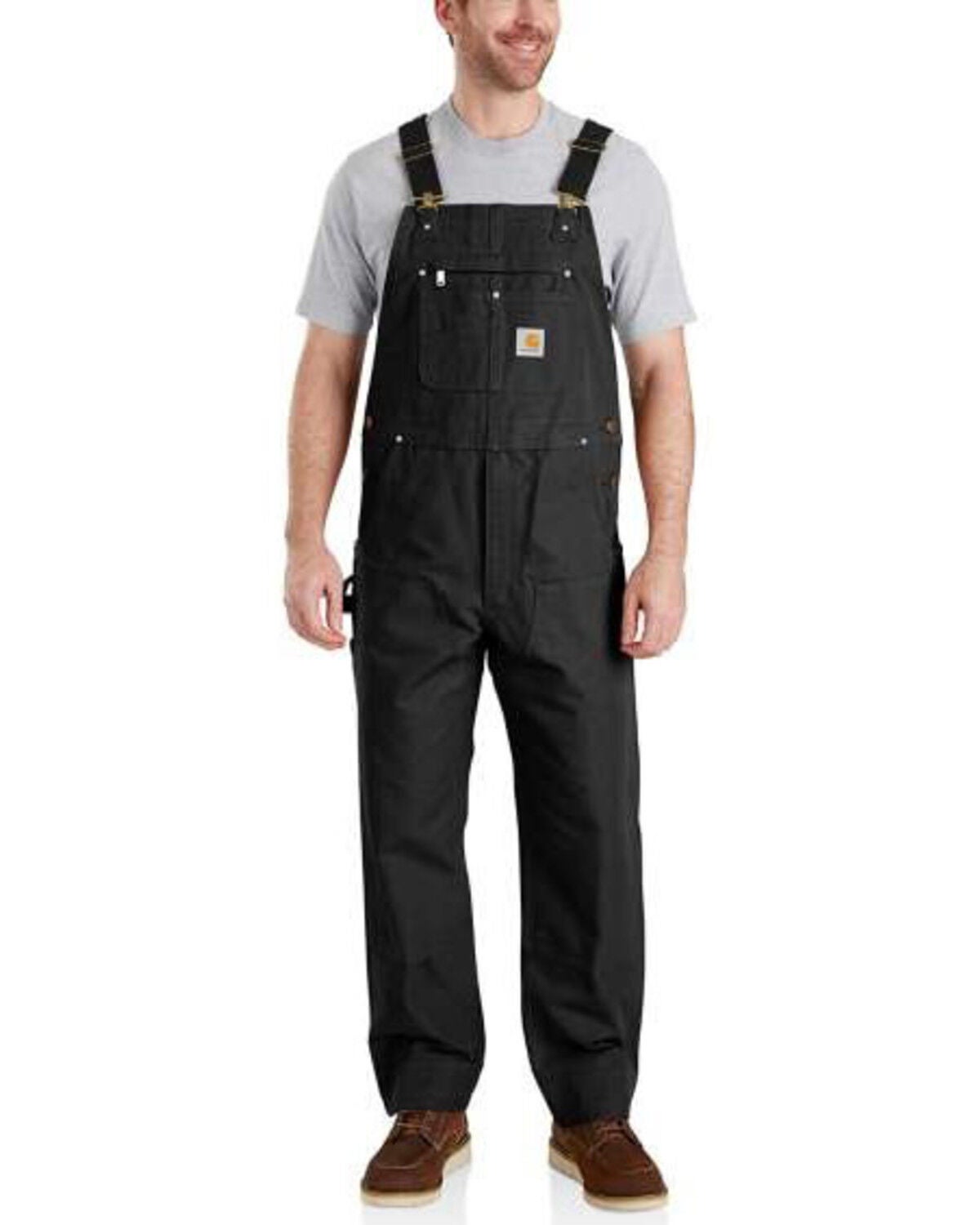 Carhartt Men's Duck Bib Work Overalls - Big, Black, hi-res