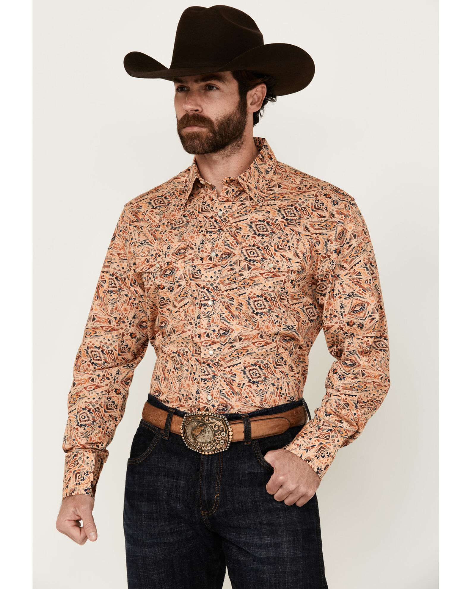 Wrangler Men Checotah Long Sleeve Western Shirt M