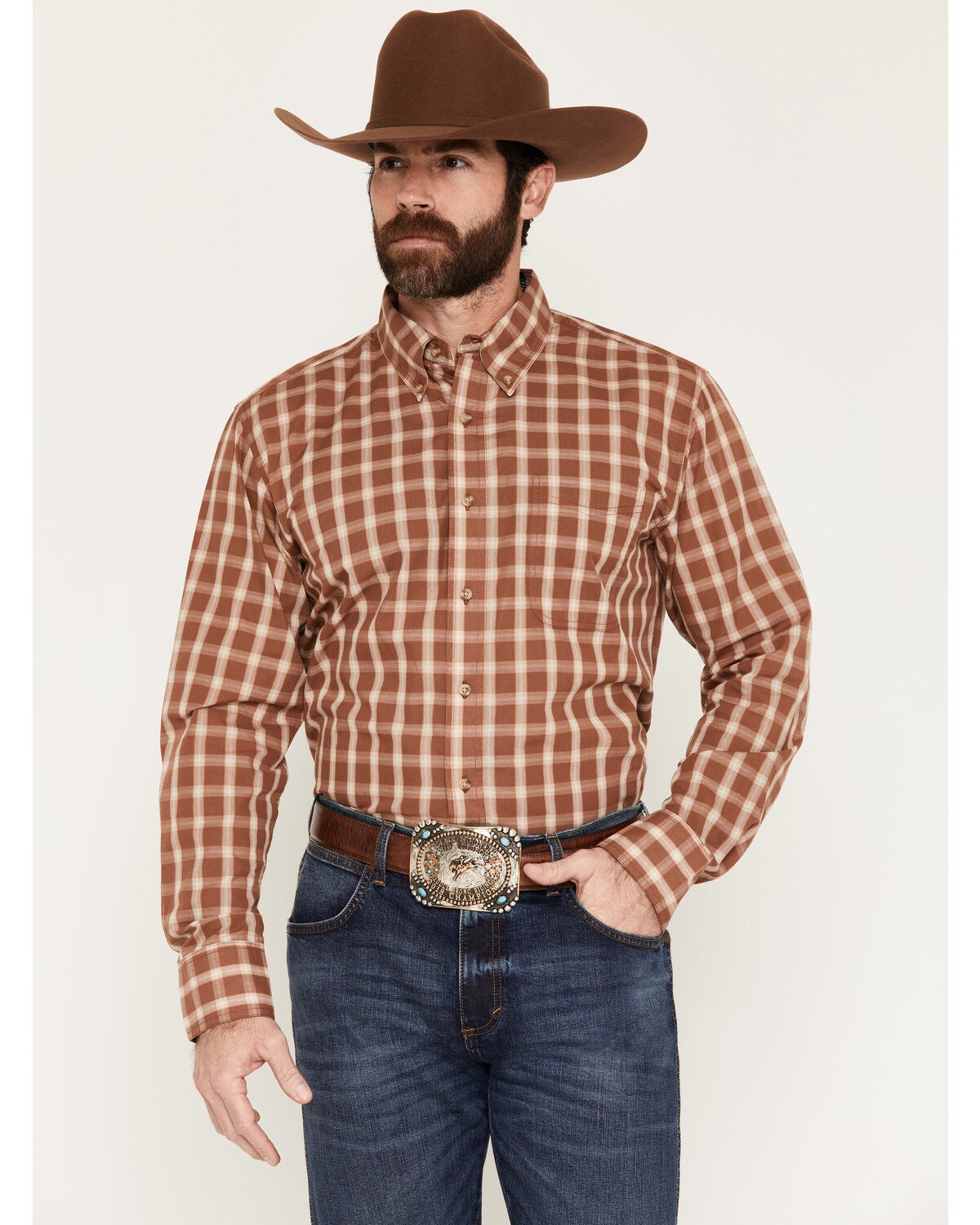 Image #1 - Wrangler Riata Men's Assorted Plaid Print Long Sleeve Button-Down Western Shirt, Multi, hi-res
