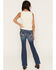 Image #1 - Shyanne Girls' Westend Medium Wash Horse Pocket Bootcut Stretch Denim Jeans, Medium Wash, hi-res