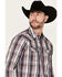 Image #2 - Moonshine Spirit Men's Back Stage Plaid Print Long Sleeve Snap Western Shirt, Purple, hi-res