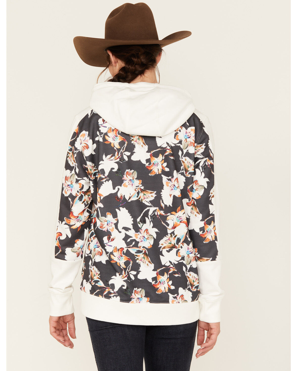 Image #4 - Hooey Women's Boot Barn Exclusive Contrast Floral Print Hoodie, Black, hi-res