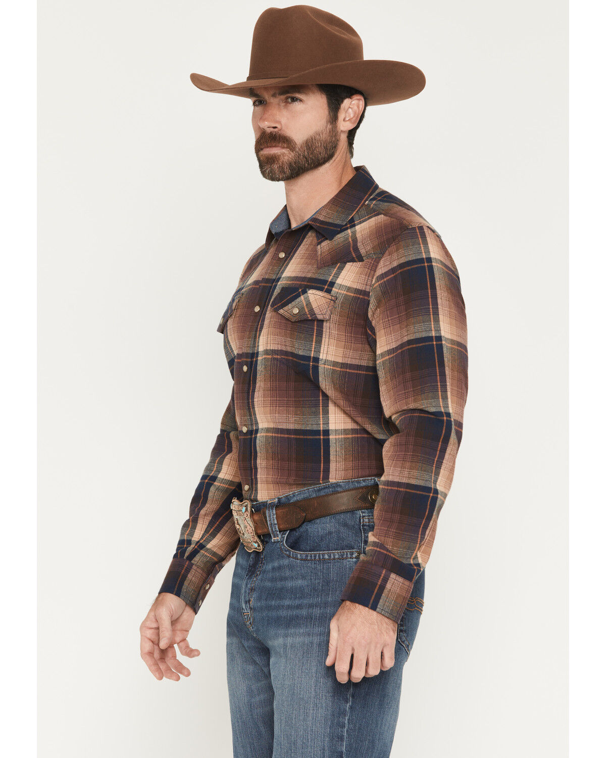 Image #2 - Cody James Men's Label Plaid Print Long Sleeve Snap Flannel Shirt, Multi, hi-res