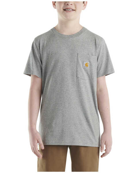 Carhartt Little Boys' Short Sleeve Logo Pocket T-Shirt , Charcoal, hi-res