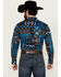 Image #4 - RANK 45® Men's Zavallo Southwestern Patchwork Long Sleeve Button-Down Stretch Western Shirt, Teal, hi-res