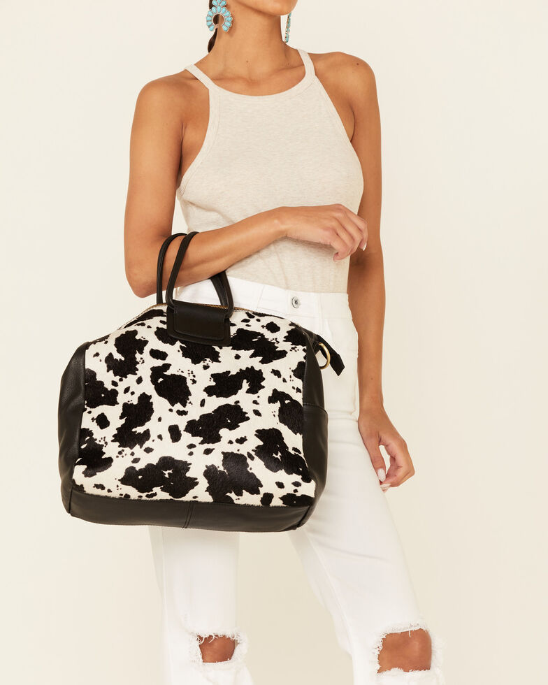 Hobo Women's Hair On Hide Crossbody Shoulder Bag, Black/white, hi-res