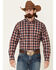 Cinch Men's Navy Plaid Long Sleeve Button Down Western Shirt , Navy, hi-res