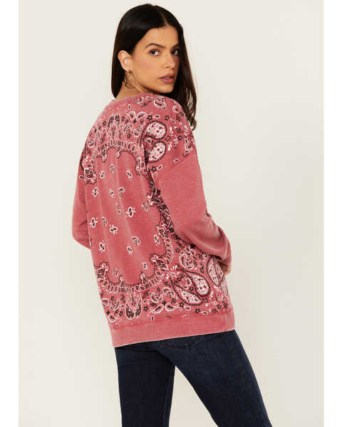 Image #4 - Blended Women's Bandana Print Sweatshirt , Red, hi-res