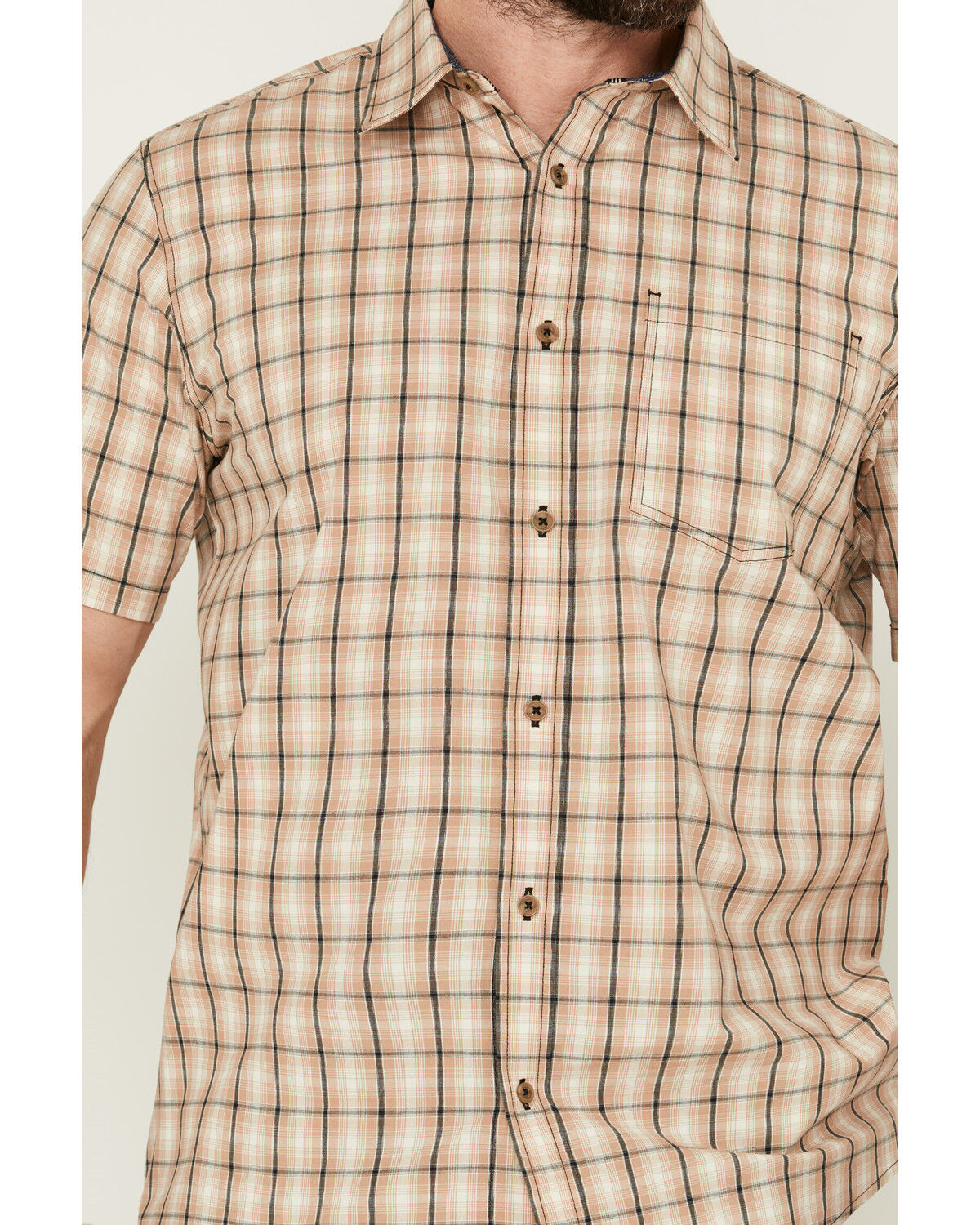 Image #3 - Cody James Men's Adios Plaid Print Short Sleeve Button-Down Western shirt, Tan, hi-res