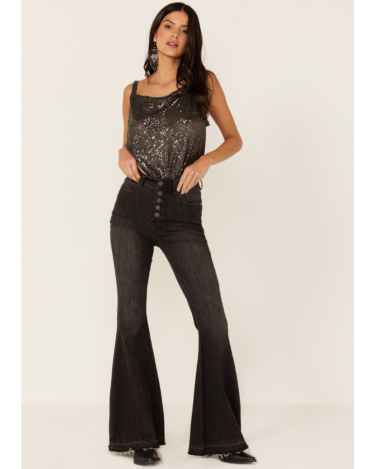 Image #2 - Free People Women's Shimmer & Shine Sequins Bodysuit, Pewter, hi-res