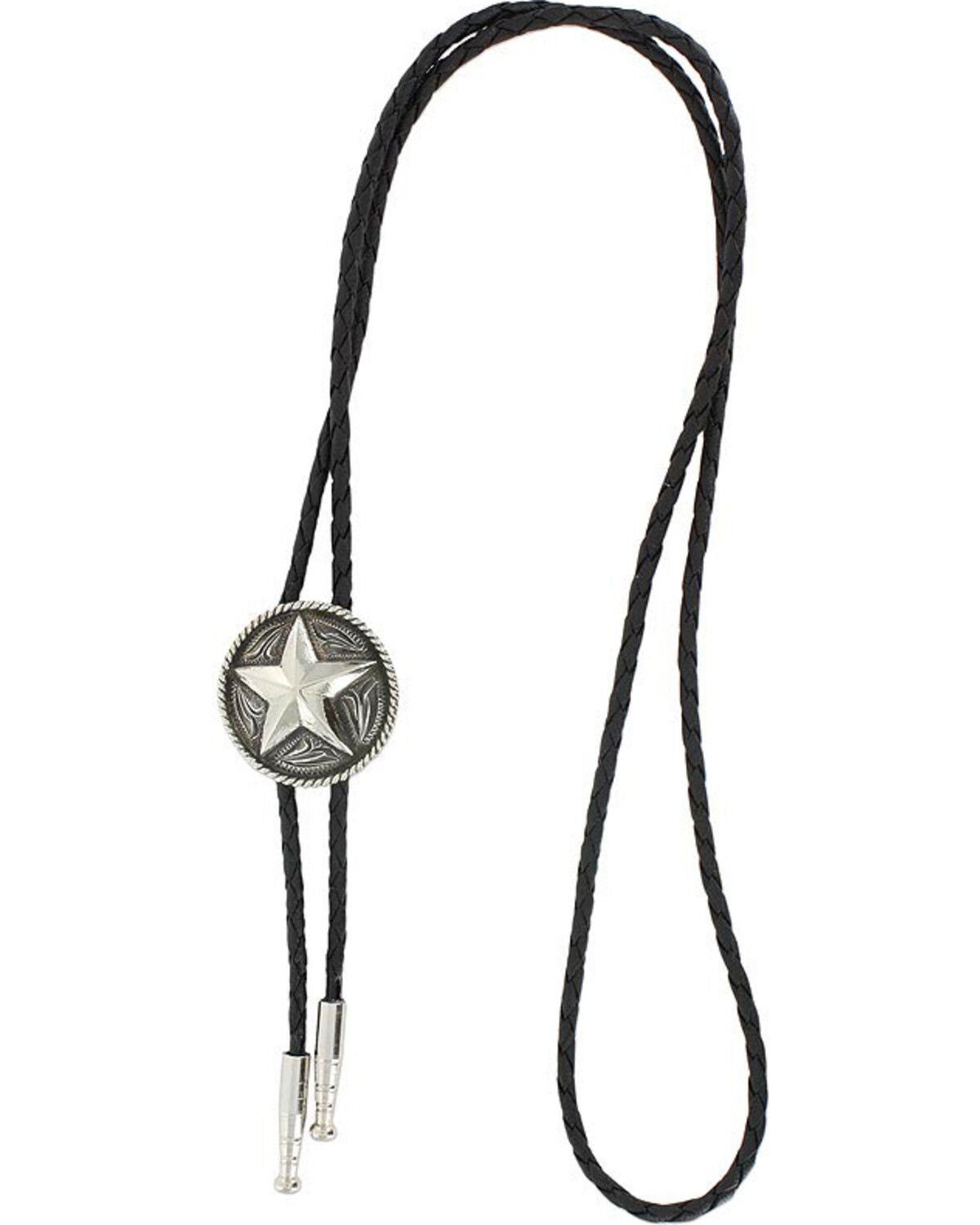 Cody James Men's Sheriff Star Bolo Tie, Silver, hi-res