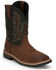 Image #1 - Justin Men's Stampede Bolt Soft Pull On Western Work Boots - Square Toe, Pecan, hi-res