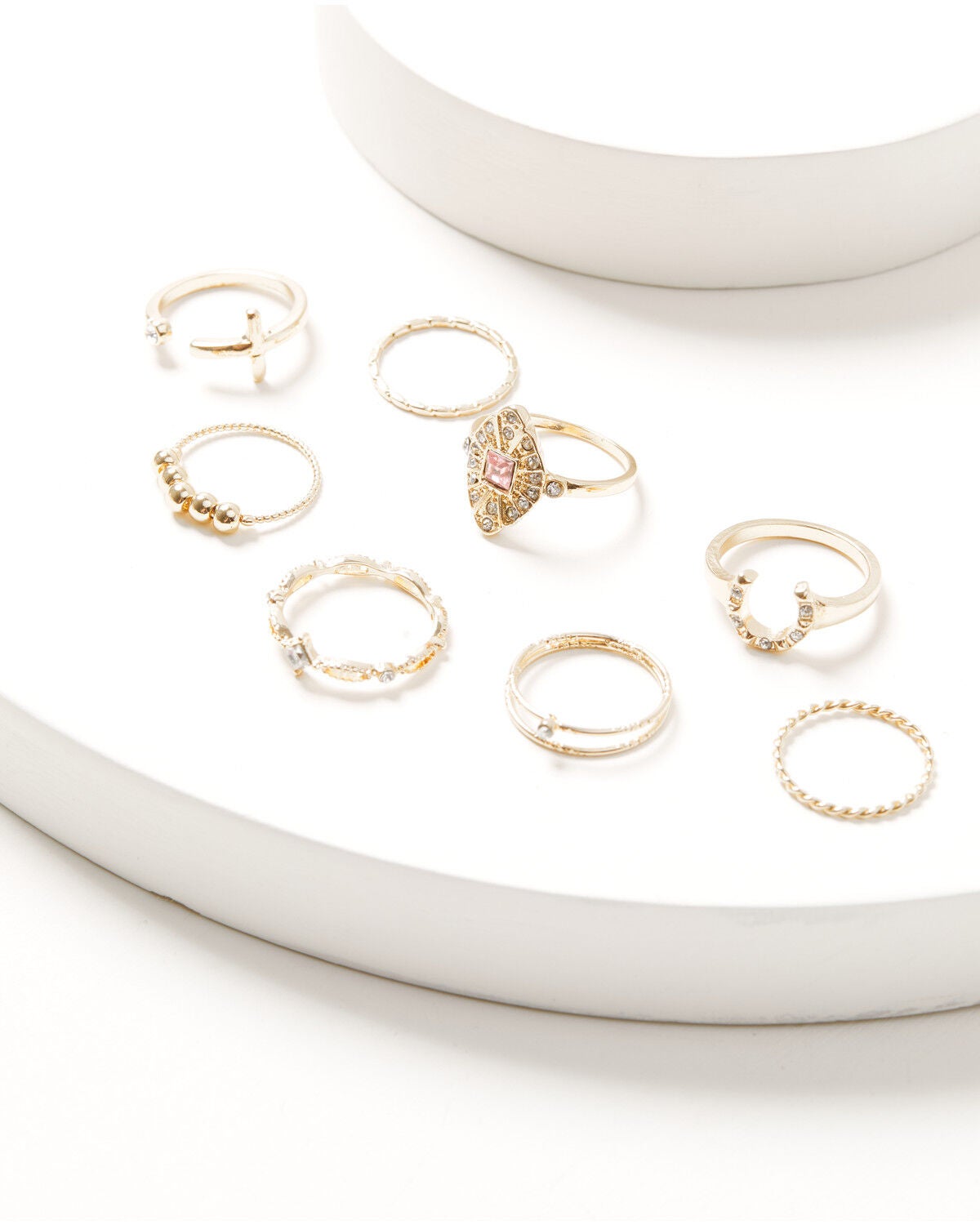 Image #1 - Shyanne Women's Layered Ring Set - 8 Piece, Gold, hi-res