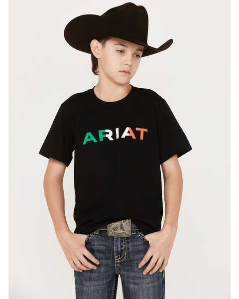 Image #1 - Ariat Boys' Viva Mexico Short Sleeve Graphic  T-Shirt, Black, hi-res
