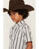 Image #2 - Ferrell Boys' Jake Tek Striped Print Short Sleeve Snap Performance Western Shirt, White, hi-res