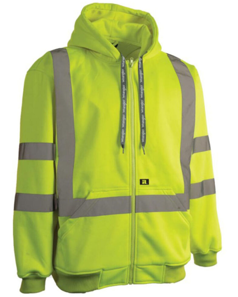 Wrangler Riggs Men's Safety Green High Visibility Zip-Front Hooded Work Sweatshirt , Yellow, hi-res