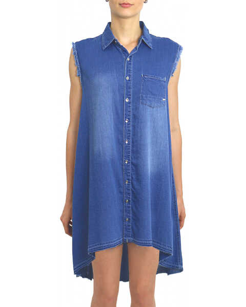 Image #1 - Tractr Blu Women's Monday Blu Shirt Dress , Indigo, hi-res