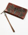 Image #1 - Idyllwind Women's Lenora Painted Longhorn Tooled Leather Wallet, Brown, hi-res