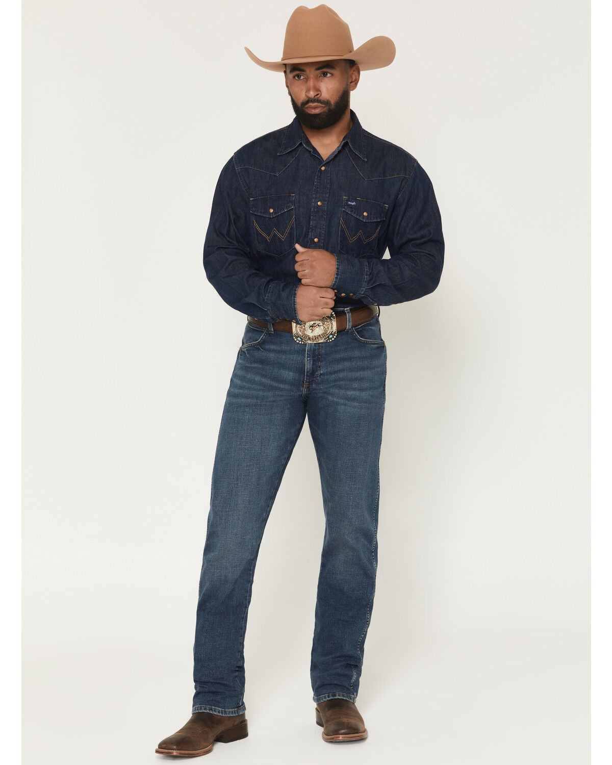 Image #1 - Wrangler Retro Men's 88MWZ Jasper Dark Wash Slim Straight Stretch Denim Jeans, Dark Wash, hi-res