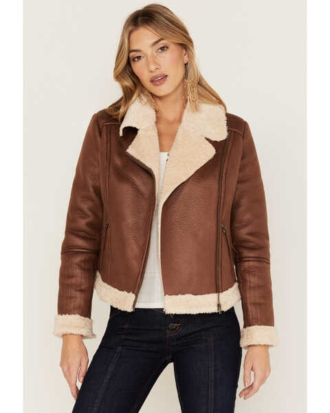 Image #3 - Idyllwind Women's Faux Leather & Shearling Jacket, Brown, hi-res
