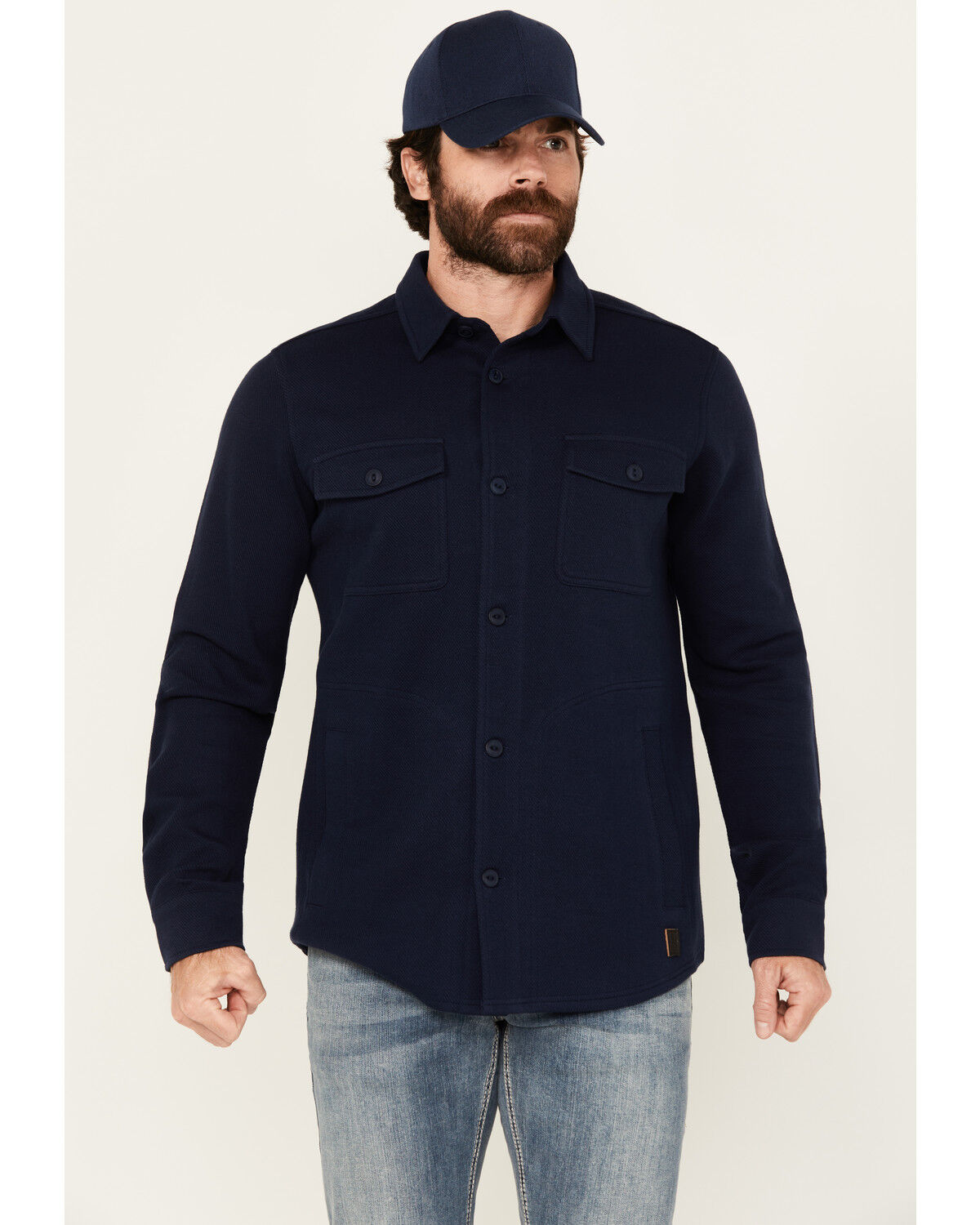 Image #1 - Brothers and Sons Men's Wheeler Solid Long Sleeve Button-Down Western Shirt, Navy, hi-res