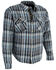 Image #1 - Milwaukee Performance Men's Aramid Reinforced Flannel Biker Shirt , Black/blue, hi-res