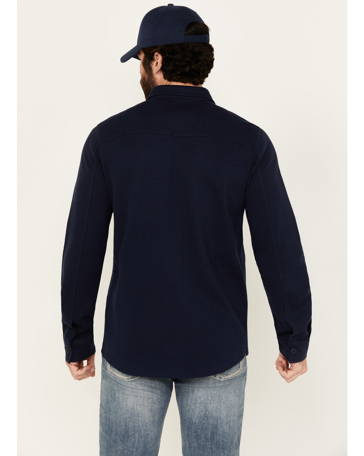 Image #4 - Brothers and Sons Men's Wheeler Solid Long Sleeve Button-Down Western Shirt, Navy, hi-res
