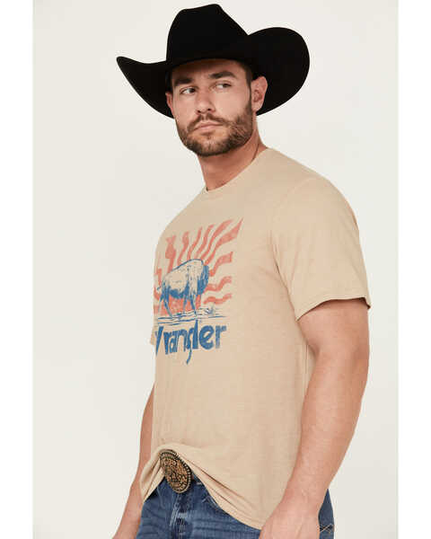 Image #2 - Wrangler Men's Buffalo Logo Short Sleeve Graphic Print T-Shirt , Tan, hi-res