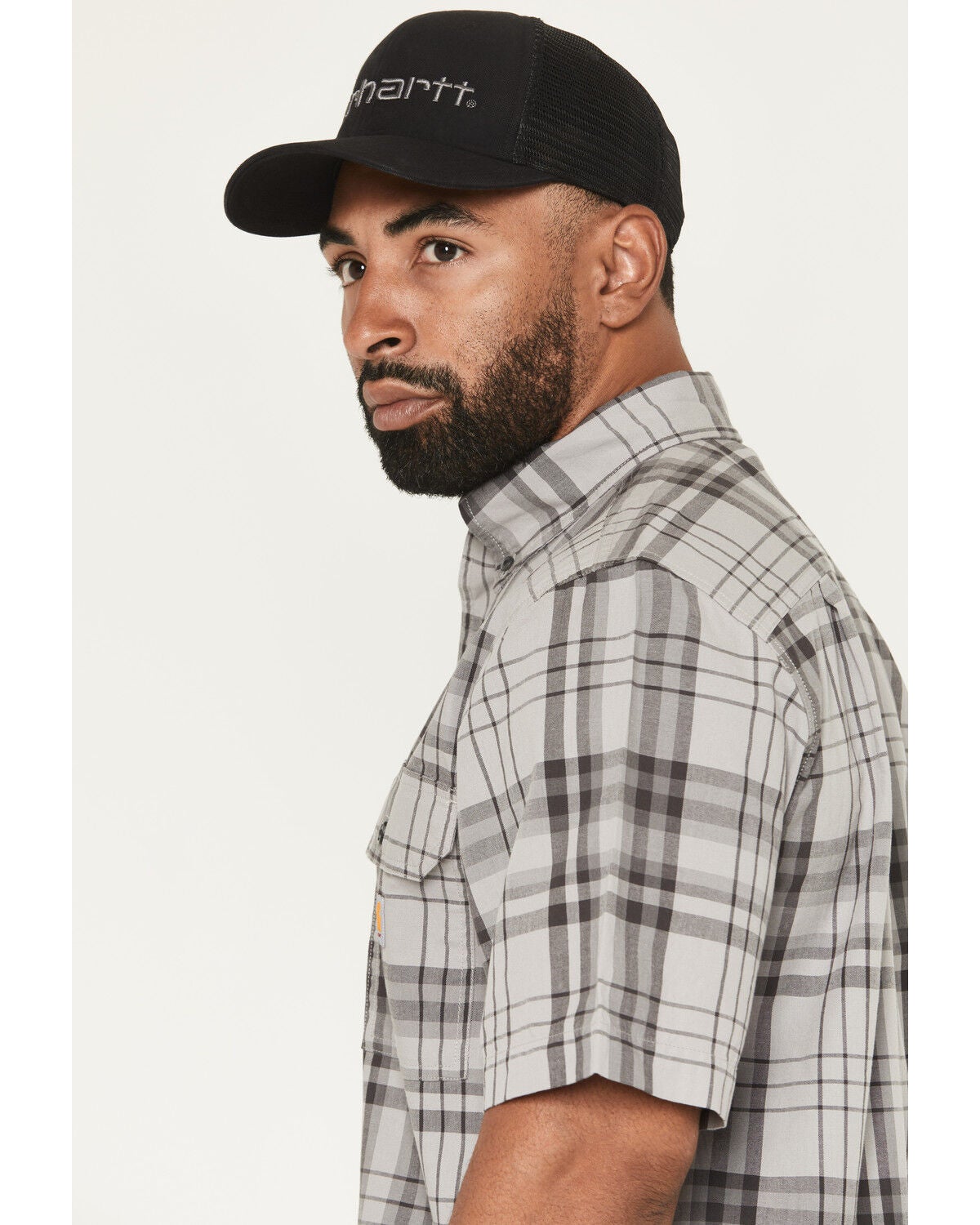 Image #2 - Carhartt Men's Fort Loose Fit Short Sleeve Button-Down Work Shirt, Grey, hi-res