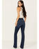Cleo & Wolf Women's Alpine High Rise Mini Stretch Bootcut Jeans , Dark Wash, hi-res
