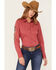 Image #2 - Ariat Women's Team Kirby Long Sleeve Button Down Stretch Western Shirt, Dark Pink, hi-res