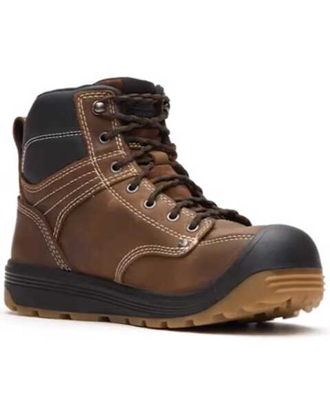 Keen Men's Fort Wayne 6" Waterproof Work Boots - Round Toe, Dark Brown, hi-res