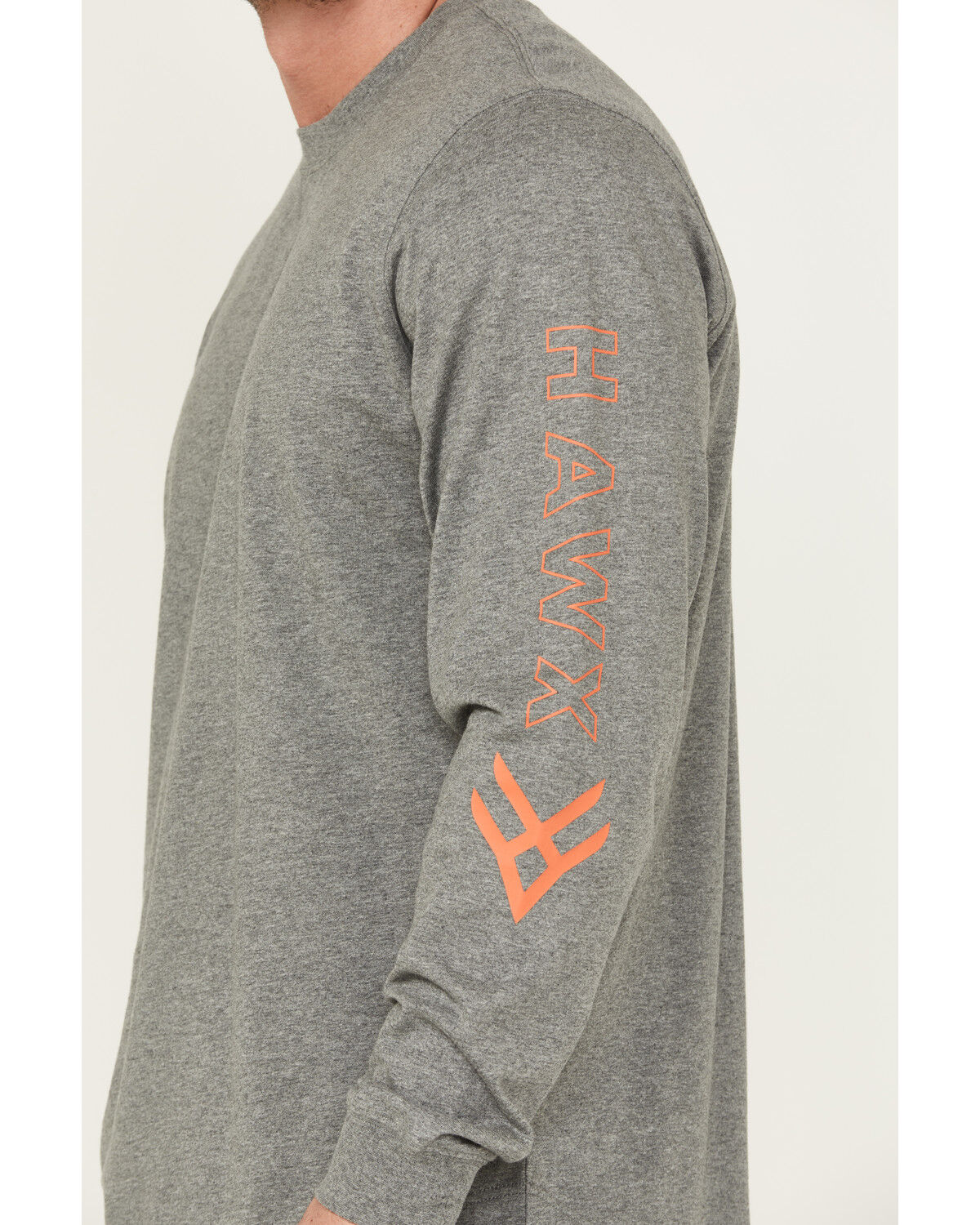 Image #3 - Hawx Men's Logo Long Sleeve Knit Work T-Shirt, Heather Grey, hi-res