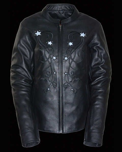 Image #2 - Milwaukee Leather Women's Reflective Star Leather Jacket, Black, hi-res
