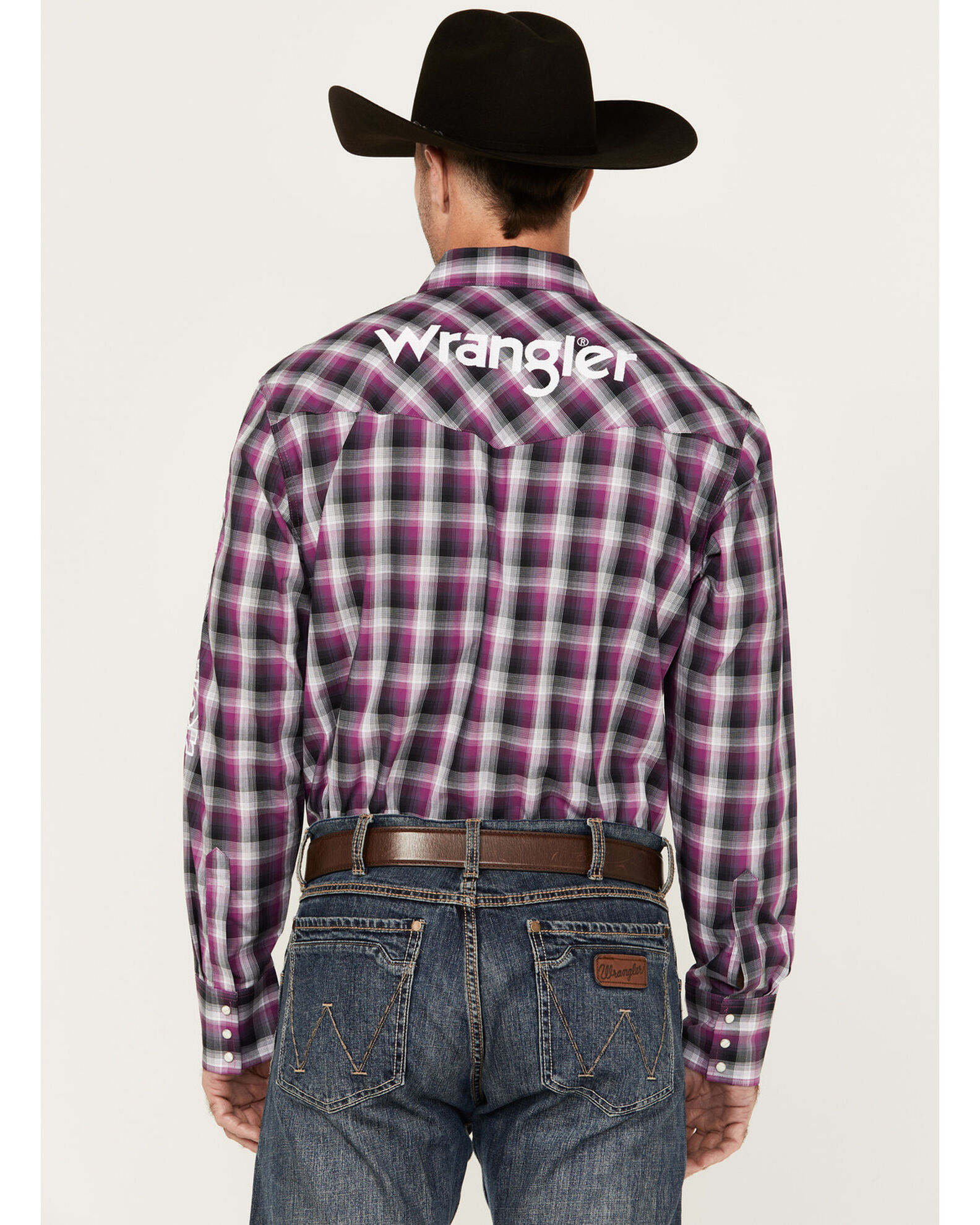 Wrangler Men's Logo Plaid Print Long Sleeve Snap Western Shirt | Sheplers