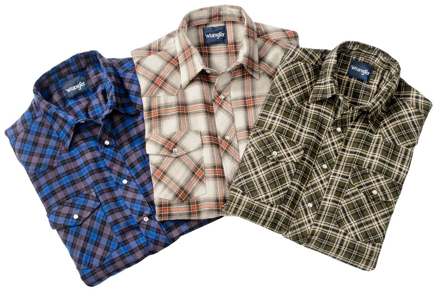 Image #3 - Wrangler Men's Assorted Plaid Print Long Sleeve Pearl Snap Flannel Western Shirt, Plaid, hi-res