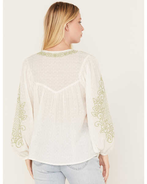 Image #4 - Cleo + Wolf Women's Embroidered Long Sleeve Blouse, White, hi-res