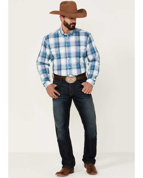 Image #2 - Roper Men's Clear Sky Large Plaid Print Long Sleeve Button Down Western Shirt , Green, hi-res