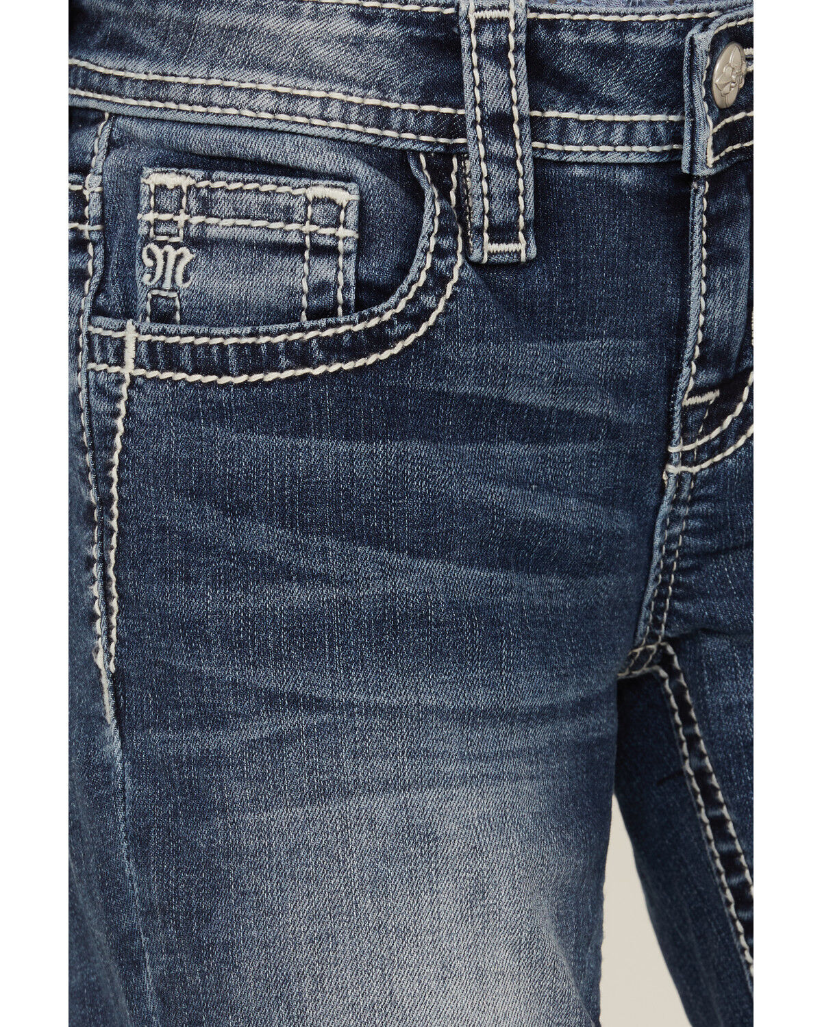 Image #4 - Miss Me Girls' Medium Wash Mid Rise Sequin Butterfly Skinny Jeans, Blue, hi-res