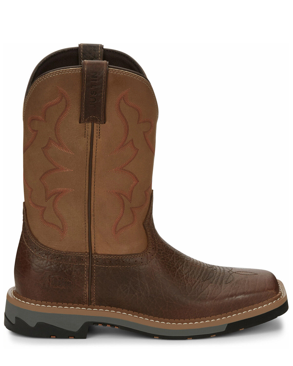 Image #2 - Justin Men's Boot Barn Exclusive Carbide Western Work Boots - Soft Toe, Brown, hi-res