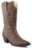 Image #1 - Roper Women's Vintage Faux-Leather Glittery Inlay Western Boots - Snip Toe, Brown, hi-res