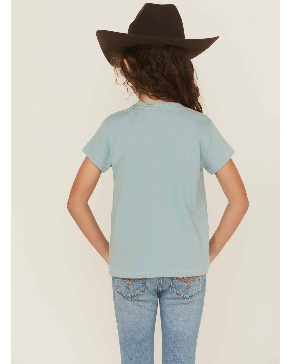 Image #4 - Shyanne Girls' Cowgirl Era Fringe Short Sleeve Graphic Tee, Aqua, hi-res