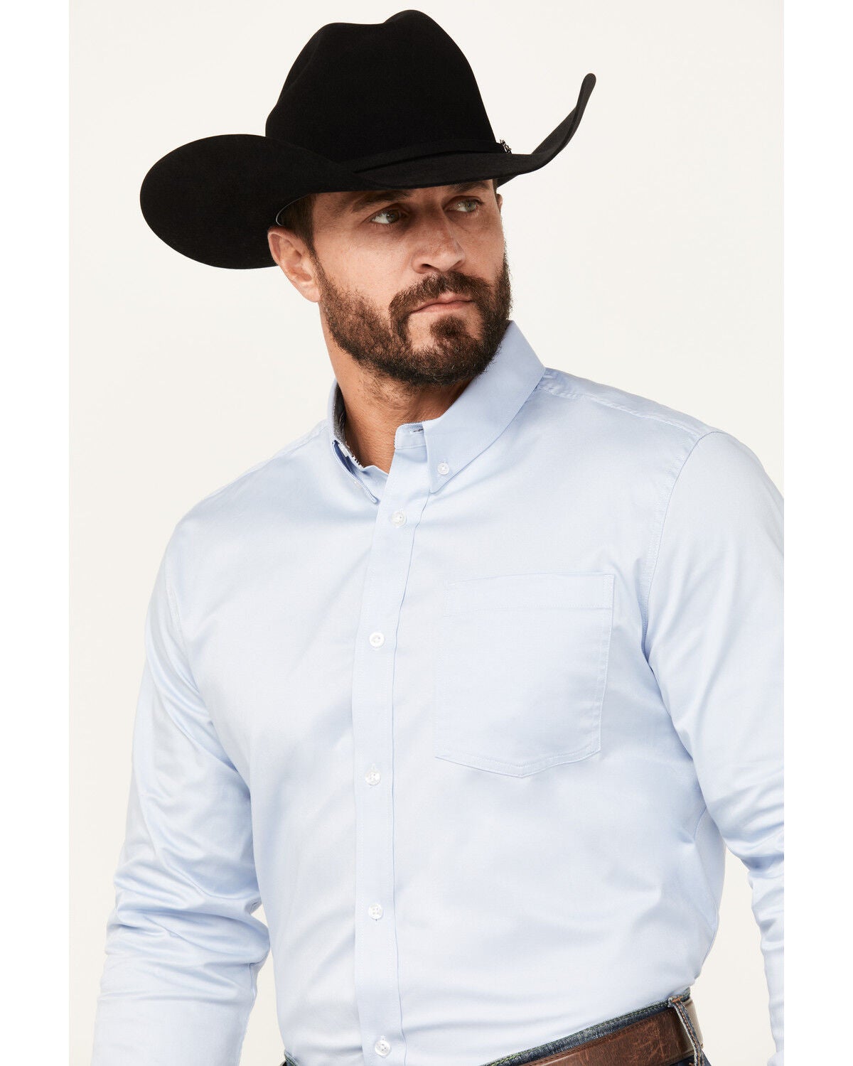 Image #2 - Cody James Men's Performance Twill Solid Long Sleeve Button-Down Western Shirt - Big, Light Blue, hi-res